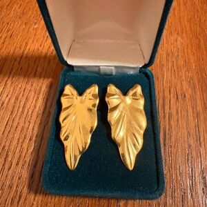 Golden Monstera Leaf Earrings